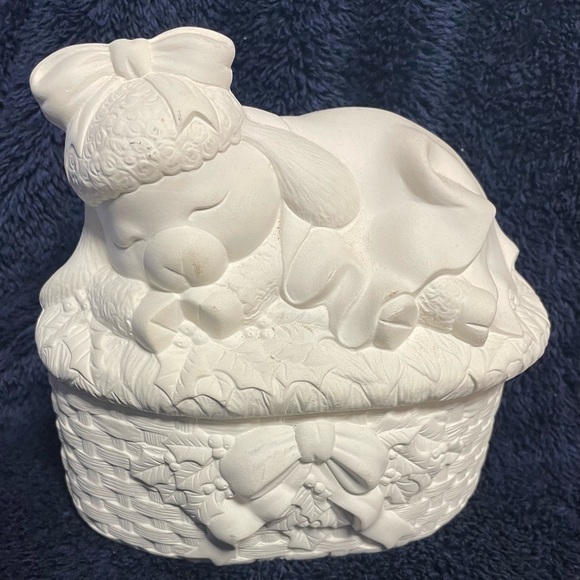 Vintage Christmas Lamb Candy dish or trinket holder - Picture 1 of 3